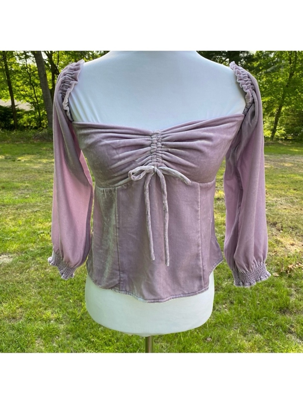 INTERMIX TOP LILAC PURPLE VELOUR ON OFF SHOULDER SIZE 4